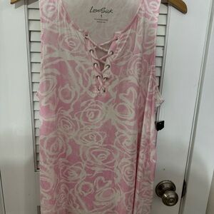 TORRID Lovesick Pink and White Lace-Up Top